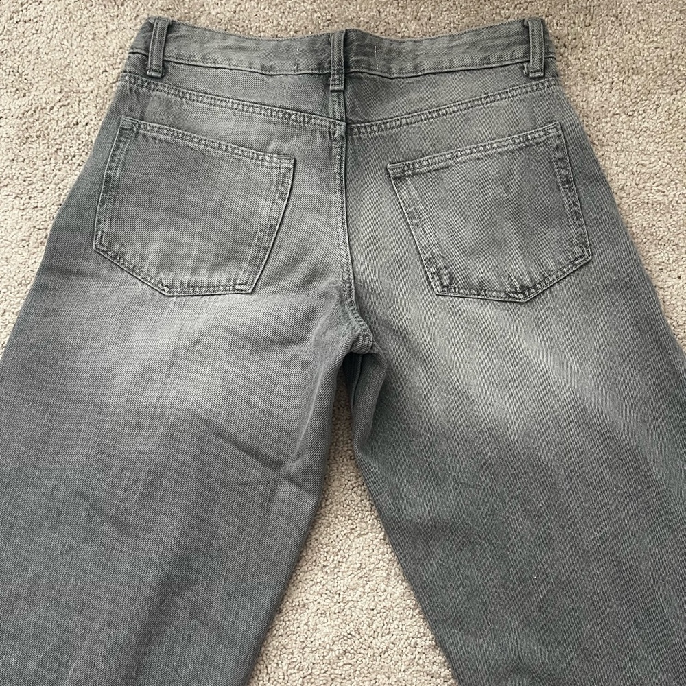 Low-rise wide-leg Grey Bershka Jeans - Picture 7 of 7